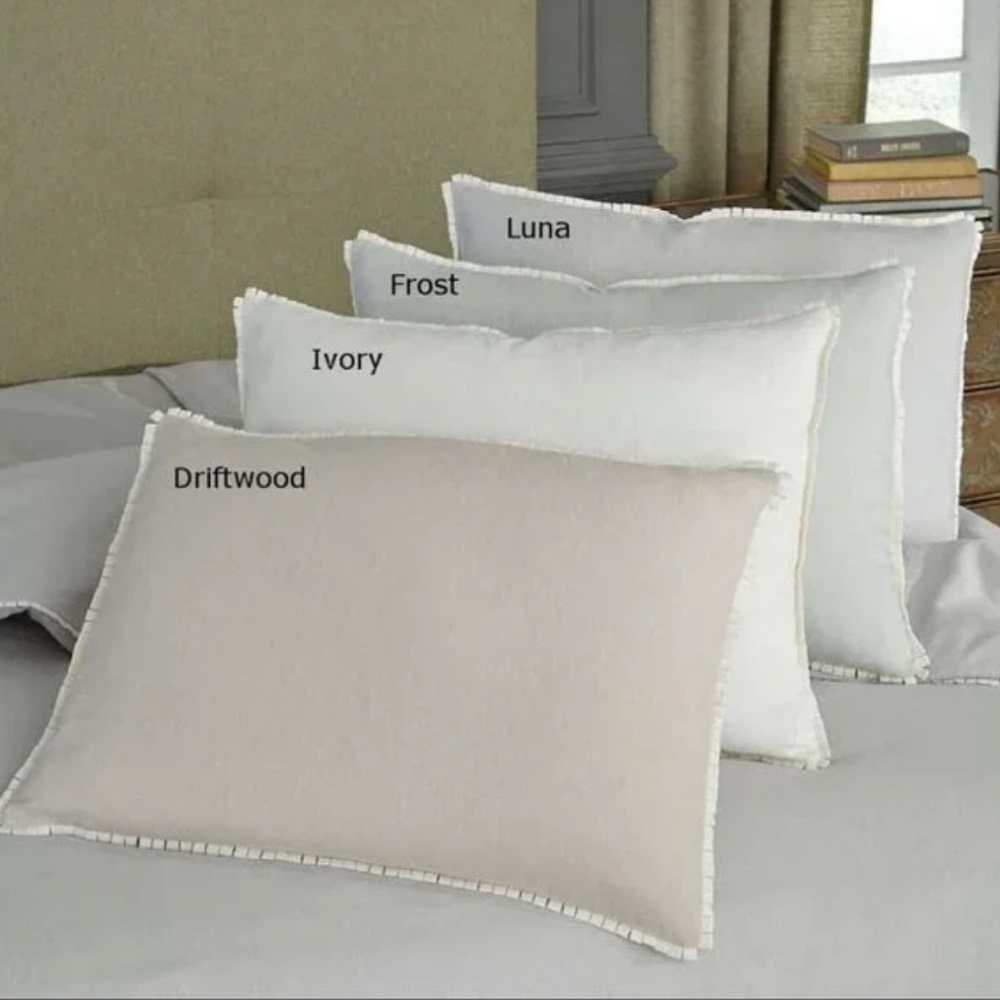 Linen Blend Dransfield & Ross Lancaster IVORY  Loop Border Euro Sham